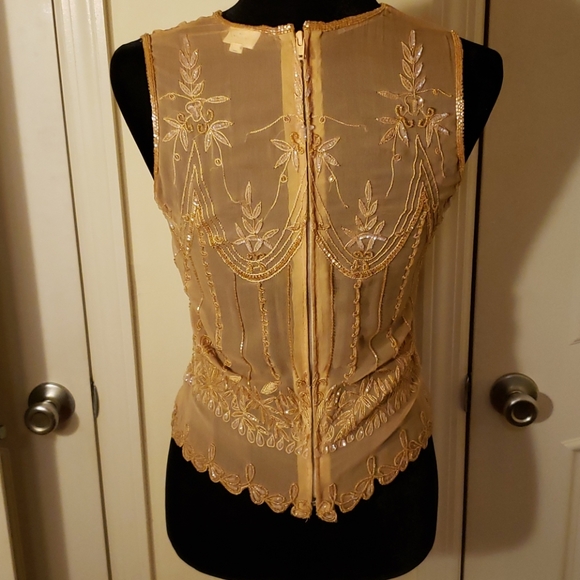 Sleeveless silk chiffon beaded top - Picture 7 of 7